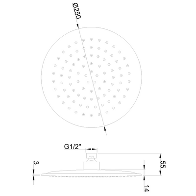 Deszczownica okrągła musta, czarna SC-D1-075-S Invena