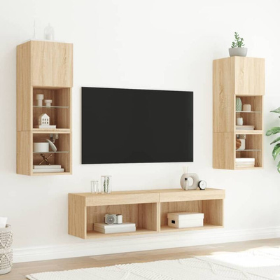 vidaXL Szafka pod TV, z oświetleniem LED, dąb sonoma, 60x30x30 cm