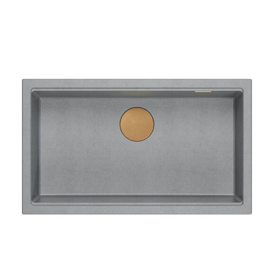 LOGAN 110 GraniteQ zlewozmywak silver stone 76x44x23,5 cm 1-komorowy podwieszany z syfonem manualnym miedziany