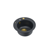 MORGAN 210 GraniteQ zlewozmywak black diamond z syfonem Push To Open kol. złoty okrągły 1-komorowy b/o + zaczepy 3 szt