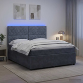 Łóżko z box spring LED z materacem ciemnoszary 160 x 200 cm
