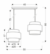 Lampa wisząca z abażurami Cork biało‑beżowa podwójna nad stół nowoczesna