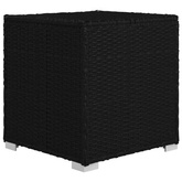 vidaXL Leżak z poduszką i stolikiem, polirattan, kremowy