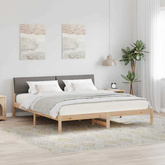 Rama łóżka Brązowy i taupe 180 x 200 cm Lite drewno sosnowe