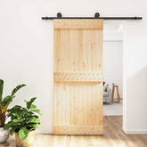Drzwi przesuwne Naturalny i czarny 90 x 210 cm
