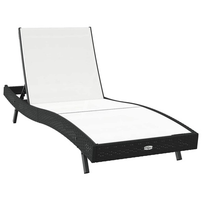 Leżak Czarny i Biały 197 x 70 x 82 cm polirattan