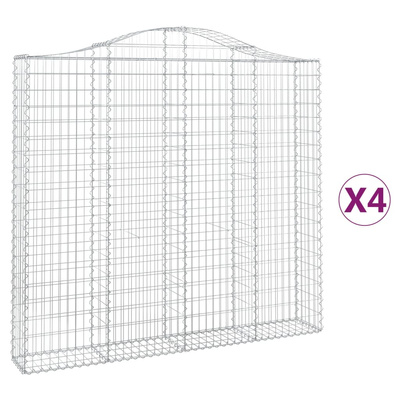 Kosze gabionowe, 4 szt, 200x30x180/200 cm, galwanizowane żelazo