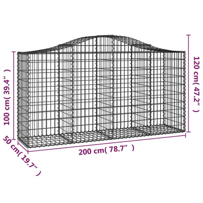 Kosze gabionowe, 14 szt, 200x50x100/120cm, galwanizowane żelazo