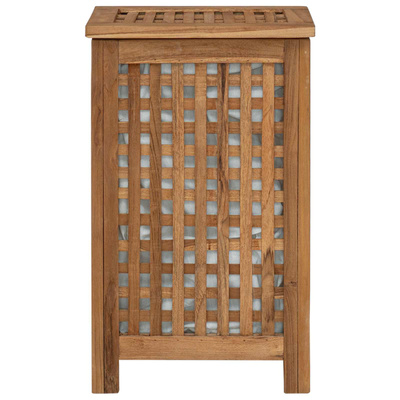 Kosz na pranie naturalny 35 x 25 x 60 cm Lite drewno teakowe