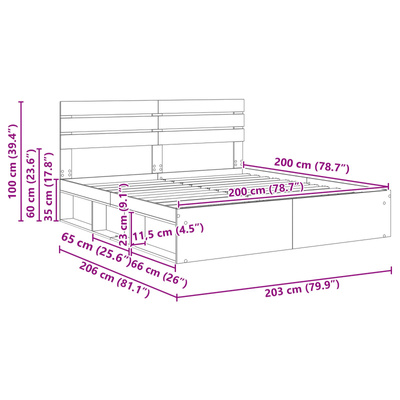 Ramka łóżka Czarny 200 x 200 cm Lite drewno sosnowe