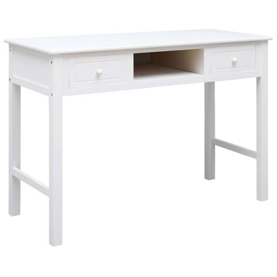 vidaXL Biurko, białe, 108x45x76 cm, lite drewno paulowni