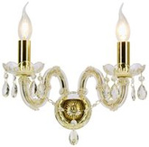 Kryształowy kinkiet ścienny MARIA TERESA podwójny złoty 2x E14 - elegancka lampa ścienna vintage 