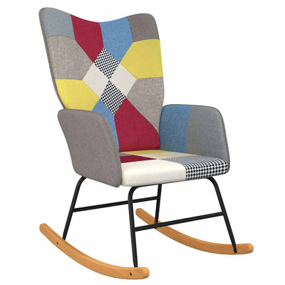 vidaXL Fotel bujany, patchwork, tapicerowany tkaniną