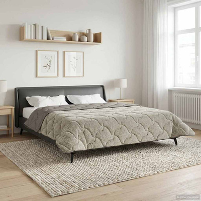 Letni Kołdra Jasnoszary 240 x 260 cm Mikrofibra i Fleece Teddy