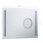 vidaXL Lustro łazienkowe z LED i czujnikiem dotykowym, 80x60 cm