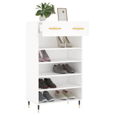 Szafka na buty, biała, 60x35x105 cm, materiał drewnopochodny