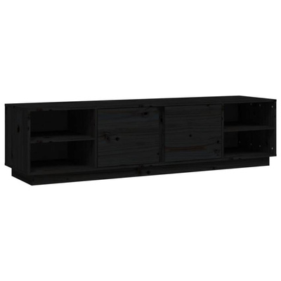 vidaXL Szafka pod TV, czarna, 156x40x40 cm, lite drewno sosnowe