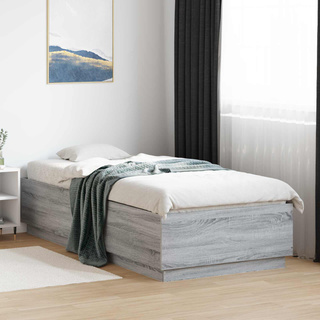 Łóżko z ramą z LED Szary Sonoma 80 x 200 cm Drewno inżynieryjne