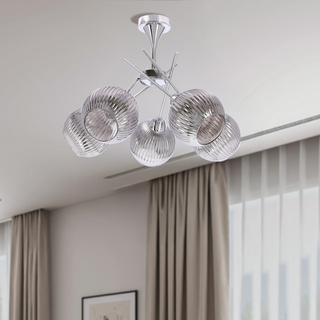 Lampa wisząca CESAR srebrna 5x40W E27 nowoczesna elegancja do salonu jadalni sypialni
