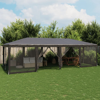 Namiot imprezowy z 12 ścianami z siatki, antracyt, 8x4 m, HDPE