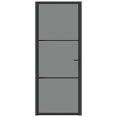 vidaXL Drzwi wewnętrzne, 83x201,5 cm, czarne, szkło ESG i aluminium