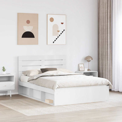 Ramka łóżka Z zagłówkiem Biały 160 x 200 cm Lite drewno sosnowe