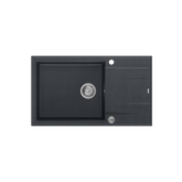 EVAN 136 XL GraniteQ zlewozmywak z syfonem Push To Open 1-komorowy z/o (860x500x210; kom. 420x490) black diamond / elementy stalowe