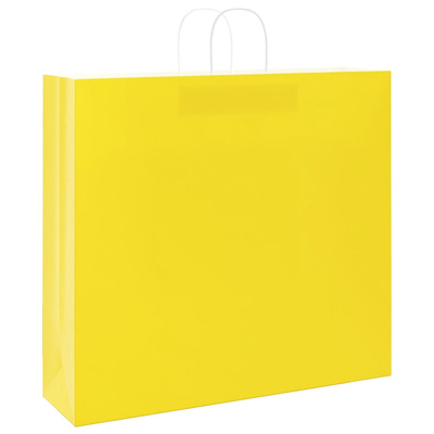 Torby papierowe 250 szt. z uchwytami żółte 54x15x49 cm