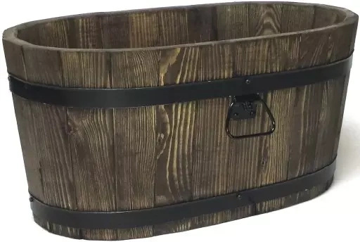 Donica ogrodowa drewniana prostokątna długa 40 cm brązowa wysokość 21 cm