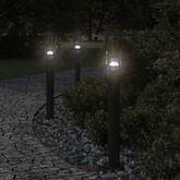 Lampa ogrodowa na słupku, czarna, 60 cm, stal nierdzewna