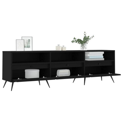 vidaXL Szafka pod TV, czarna, 150x30x44,5 cm, materiał drewnopochodny wariant 4