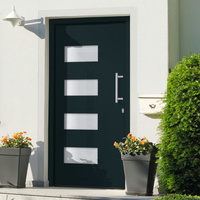 Drzwi frontowe, aluminium i PVC, antracytowe, 110x210 cm