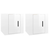 vidaXL Wiszące szafki telewizyjne, 2 szt, białe, połysk, 40x34,5x40 cm