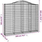 Kosze gabionowe, 2 szt, 200x30x160/180 cm, galwanizowane żelazo