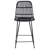 Stołek barowy 2 szt. Czarny 44 x 54 x 96 cm Rattan i Stal