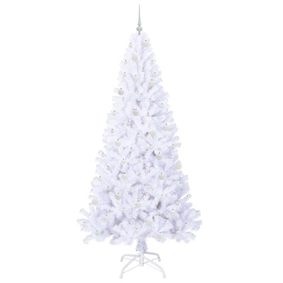 Sztuczna choinka z 300 diodami LED Biały 240 cm PVC i stal