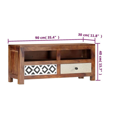 vidaXL Szafka pod TV, 90 x 30 x 40 cm, lite drewno sheesham