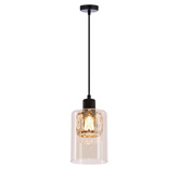 Lampa wisząca Ducato z kloszem bursztynowym pojedyncza metalowo-szklana