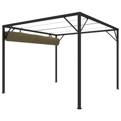 vidaXL Altana ogrodowa ze zwijanym dachem, 3x3 m, taupe, 180 g/m²
