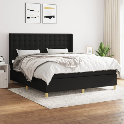 vidaXL Łóżko kontynentalne z materacem, czarne, tkanina 160x200 cm model standard