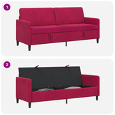 Sofa z miejscem do przechowywania Czerwone wino Poliester