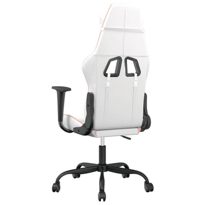 vidaXL Masujący fotel gamingowy, biało-różowy, sztuczna skóra model standard
