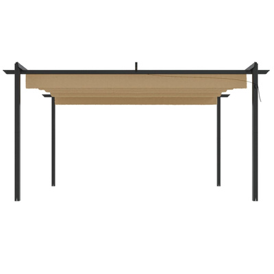vidaXL Altana ogrodowa ze zwijanym dachem, 4x3 m, kolor taupe