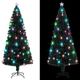 Sztuczna choinka z LED i stojakiem 210 cm, włókno optyczne