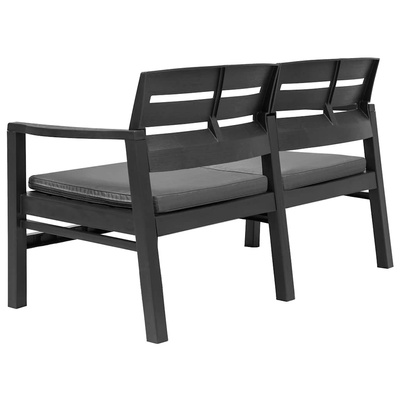 Ławka ogrodowa z poduszkami, 2-os., 133 cm, plastik, antracyt
