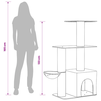 Drewno dla kotów z drapakami sisalowymi jasnoszary 133 cm