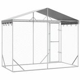 vidaXL Kojec dla psa, z dachem, srebrny, 3x1,5x2,5 m, stal