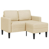 Sofa 2-osobowa z leżanką w kształcie litery L, kremowa, 125 cm