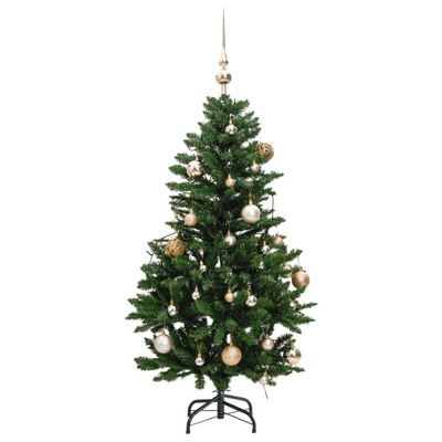 vidaXL Sztuczna choinka na zawiasach, 150 lampek LED i bombki, 150 cm wariant 5