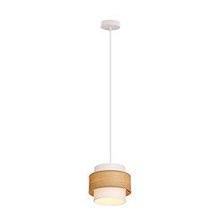 Lampa wisząca z abażurem Nuget biała z kremowym abażurem do jadalni